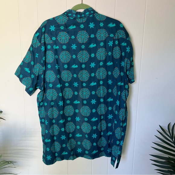 Teal and Green Patterned Organic Cotton Shirt - Picture 5 of 5